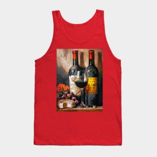 Still Life with Wine, Grapes and Cheese Tank Top